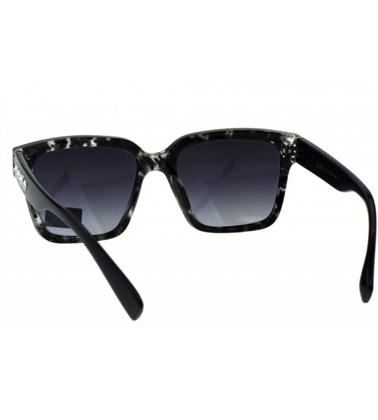 Rectangular Womens Boyfriend Style Horn Rim Rectangular Plastic Goth Sunglasses - Clear Tortoise Smoke - C318EHSRXNA $19.26