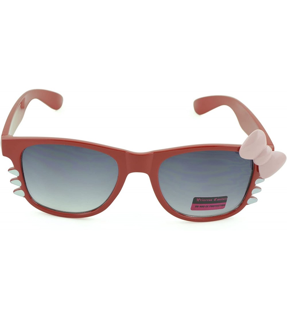 Square Women's Kitty Style Sunglasses with Whisker or Bow Accent - Red-kitty2 - C212D1CQ0MH $16.92
