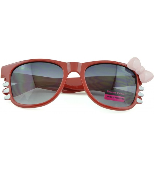 Square Women's Kitty Style Sunglasses with Whisker or Bow Accent - Red-kitty2 - C212D1CQ0MH $16.92