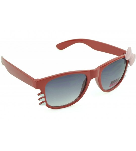 Square Women's Kitty Style Sunglasses with Whisker or Bow Accent - Red-kitty2 - C212D1CQ0MH $16.92