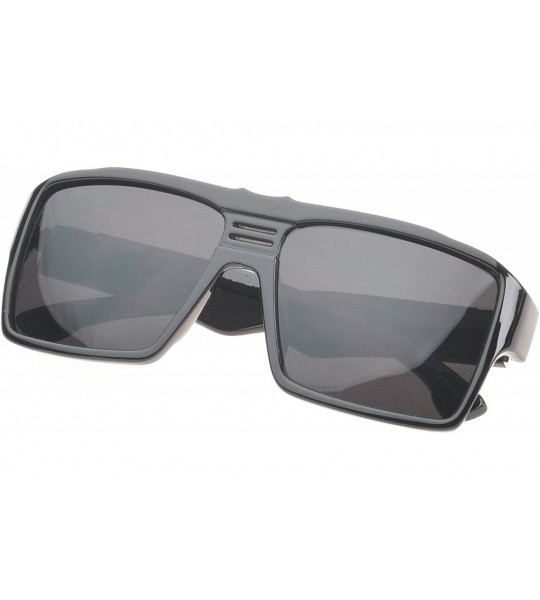Shield 'Delano' Rectangle Fashion Sunglasses - Black - CV11ORPUNUX $17.48