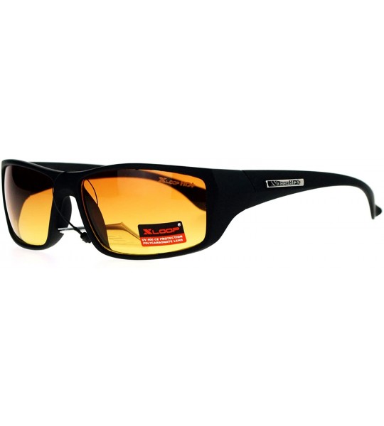 Rectangular Mens High Definition HD Driving Amber Lens Rectangular Plastic Sport Sunglasses - Matte Black - C7119QO9NXD $20.20