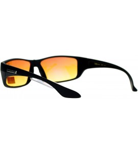 Rectangular Mens High Definition HD Driving Amber Lens Rectangular Plastic Sport Sunglasses - Matte Black - C7119QO9NXD $20.20