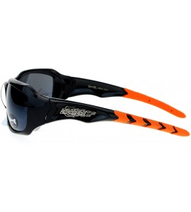 Rectangular Sunglasses Mens Fashion Rectangular Wrap Around Rubber End - Black Orange (Black) - CY187K4XS2C $18.82