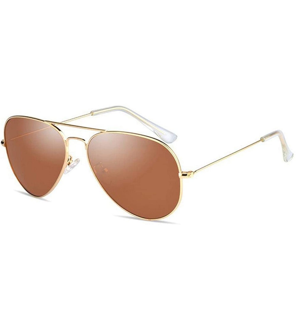 Goggle Aviation Polarized Sunglasses Men Women Fashion Sun Glasses Female Rays Eyewear Oculos De Sol UV400 - Gold Brown - CX1...