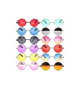 Goggle 12 Round Retro Vintage Circle Tint Sunglasses Metal Frame Colored Lens Small lens - .Round_43mm_mix_12pairs - CK189K84...