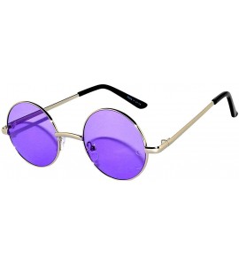 Goggle 12 Round Retro Vintage Circle Tint Sunglasses Metal Frame Colored Lens Small lens - .Round_43mm_mix_12pairs - CK189K84...