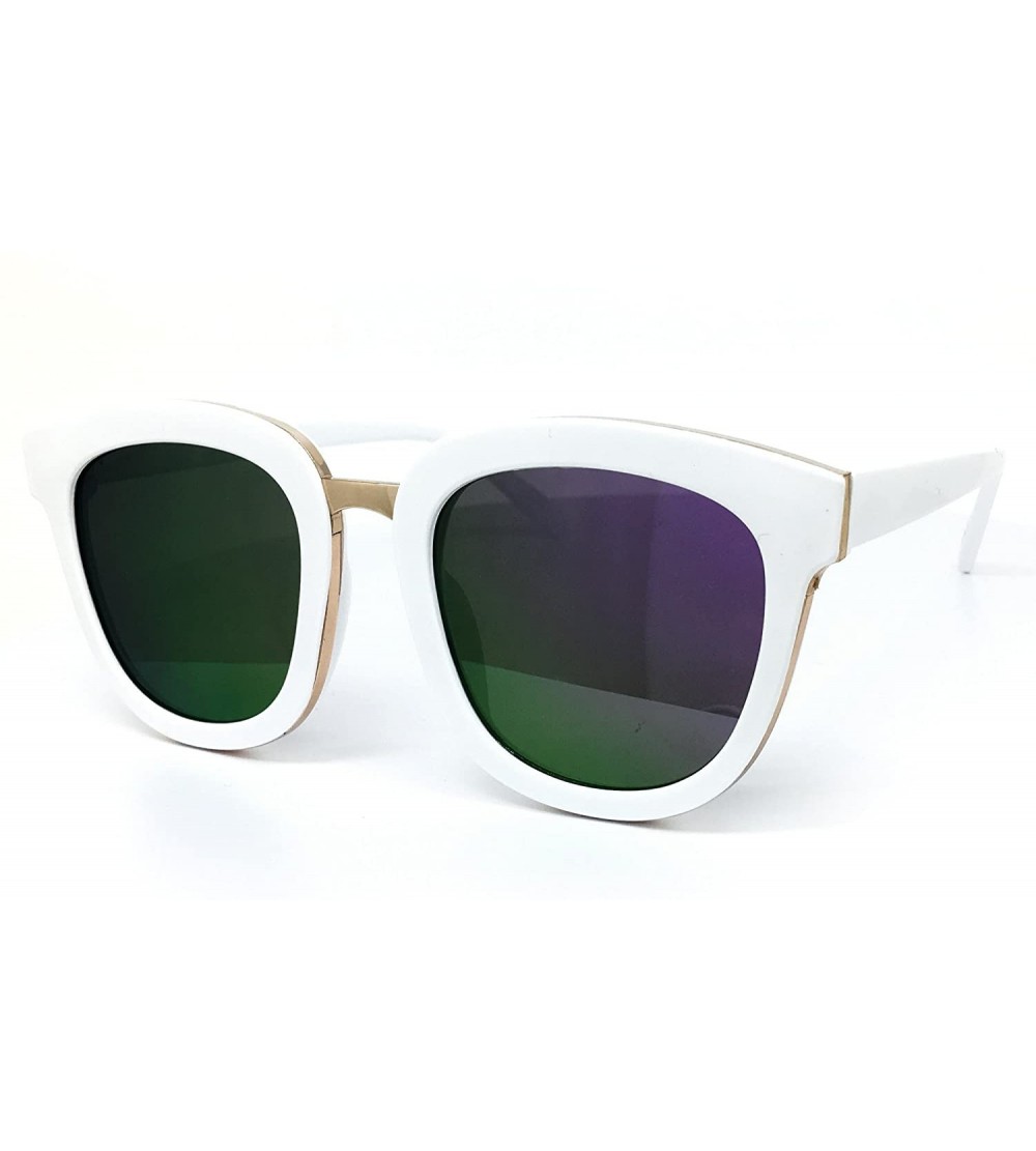 Oversized 8584-1 Premium Oversized Womens Mens Mirrored Sunglasses - White / Purple - CS18O9EM4O5 $31.74