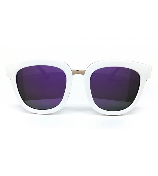 Oversized 8584-1 Premium Oversized Womens Mens Mirrored Sunglasses - White / Purple - CS18O9EM4O5 $31.74