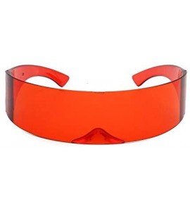 Goggle Futuristic Cyclops Monoblock Shield Mirrored Sunglasses Sunglass Glasses - Red - C718Z7C244Z $23.22