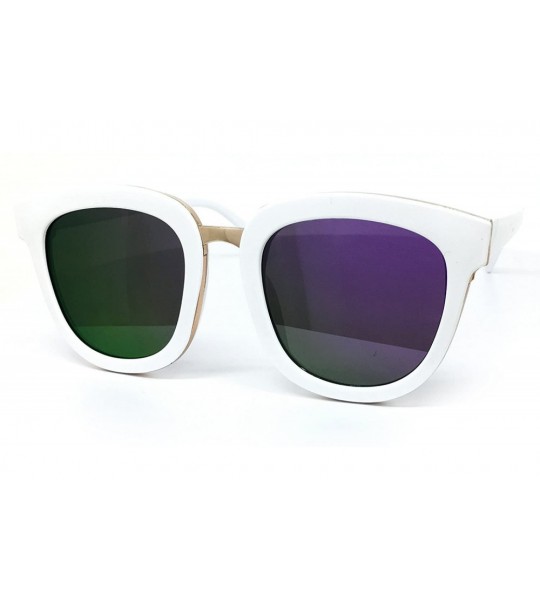 Oversized 8584-1 Premium Oversized Womens Mens Mirrored Sunglasses - White / Purple - CS18O9EM4O5 $31.74