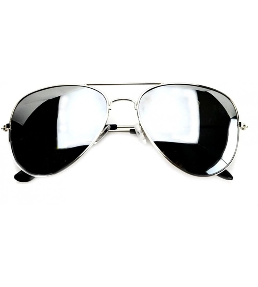 Aviator Aviator Metal Frame Sunglasses Classic Style - Silver Frame/Silver Mirror Medium - CO12F50GSTX $18.65