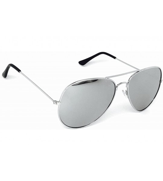 Aviator Aviator Metal Frame Sunglasses Classic Style - Silver Frame/Silver Mirror Medium - CO12F50GSTX $18.65