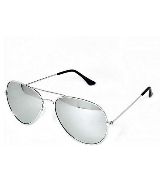 Aviator Aviator Metal Frame Sunglasses Classic Style - Silver Frame/Silver Mirror Medium - CO12F50GSTX $18.65