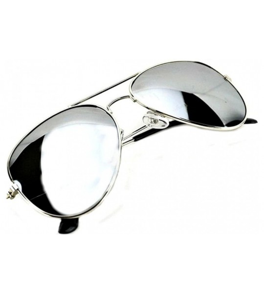 Aviator Aviator Metal Frame Sunglasses Classic Style - Silver Frame/Silver Mirror Medium - CO12F50GSTX $18.65