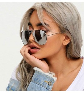 Aviator Aviator Metal Frame Sunglasses Classic Style - Silver Frame/Silver Mirror Medium - CO12F50GSTX $18.65