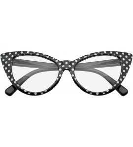 Oversized Super Cat Eye Glasses Vintage Fashion Mod Clear Lens Eyewear - Black Polka Dot - CC195UYIR77 $17.57