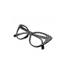 Oversized Super Cat Eye Glasses Vintage Fashion Mod Clear Lens Eyewear - Black Polka Dot - CC195UYIR77 $17.57