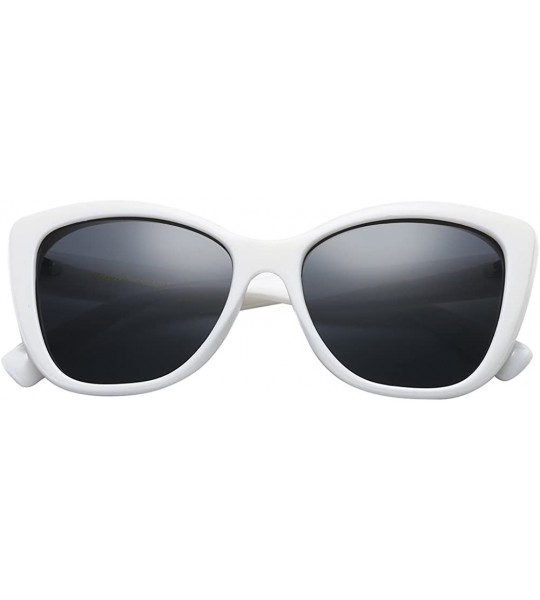 Wrap Polarized Woman's Classic Jackie-O Cat Eye Retro Fashion Sunglasses - Ultra White - Polarized Smoke - CQ188WZLS0H $26.76