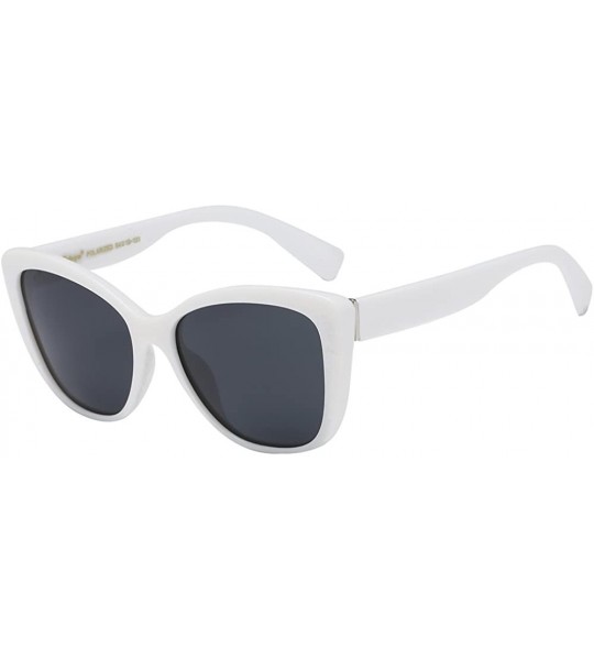 Wrap Polarized Woman's Classic Jackie-O Cat Eye Retro Fashion Sunglasses - Ultra White - Polarized Smoke - CQ188WZLS0H $26.76