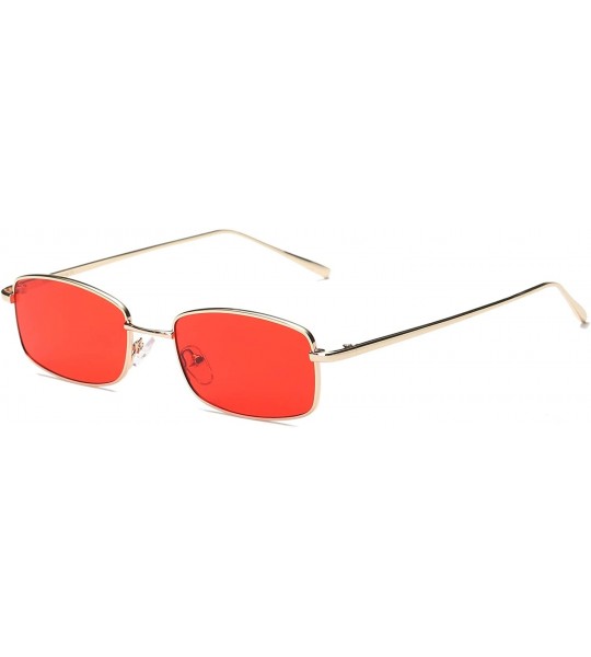 Goggle Retro Rectangular Fashion Sunglasses - Red - CS18WU7OX24 $35.94