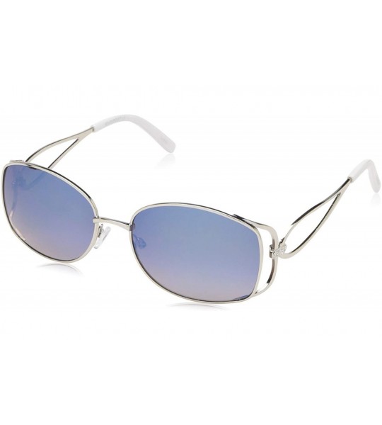 Shield Women's 1006SP Vented Rectangular Sunglasses with 100% UV Protection - 55 mm - Silver/White - CT18NTZNQ2D $23.20
