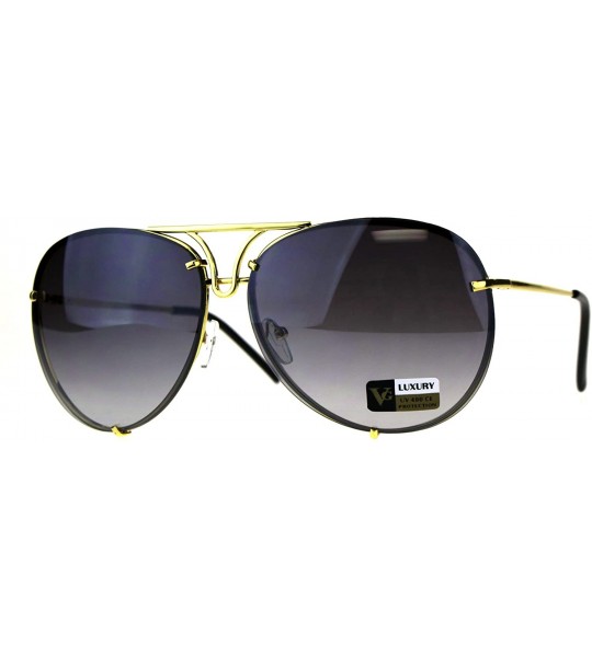 Oversized Womens Retro Rimless Oversize Luxury Designer Pilot Sunglasses - Smoke - C018CK2D4TN $23.31