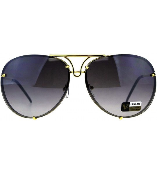 Oversized Womens Retro Rimless Oversize Luxury Designer Pilot Sunglasses - Smoke - C018CK2D4TN $23.31