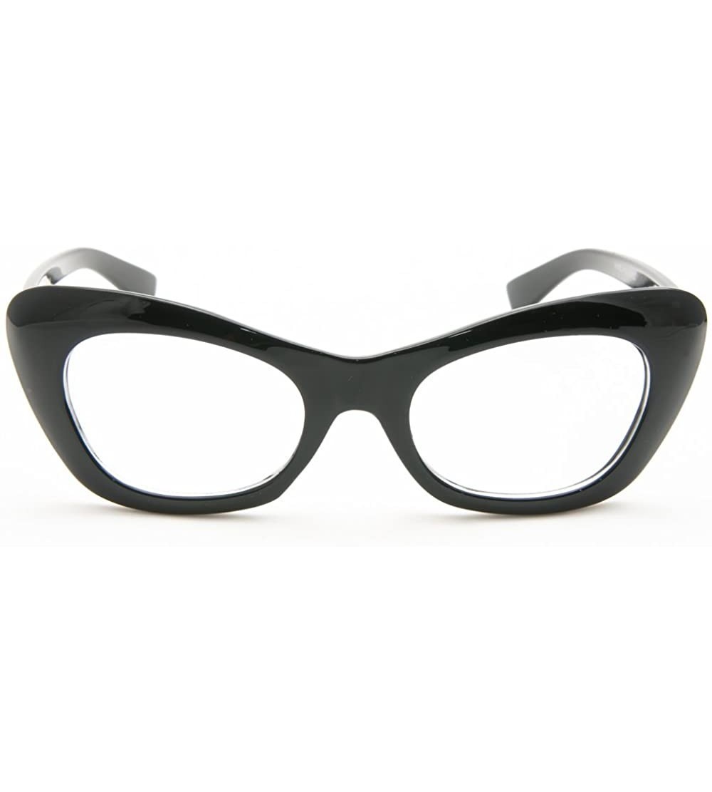 Cat Eye Women's Cat Eyes Clear Lens Glasses Frames Cosplay Fashion Eye Glasses - Black - CP1175FTLHN $17.04