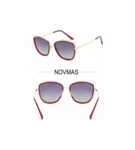 Oversized Polarized Cat Eye Sunglasses for Women Oversized Double Wire Metal Frame UV400 Chic Fashion - Red - C018L77WQ5E $75.34