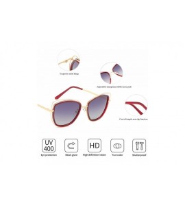 Oversized Polarized Cat Eye Sunglasses for Women Oversized Double Wire Metal Frame UV400 Chic Fashion - Red - C018L77WQ5E $75.34