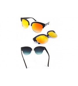 Cat Eye Semi-Rimless Cat-Eye Horn Rimmed Sunglasses Mirrored/Gradient/Smoke Flat Lens A009 - CX193YSISER $18.97