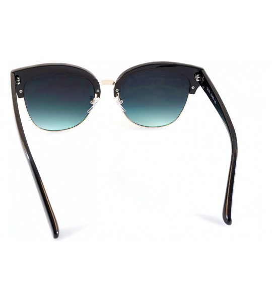 Cat Eye Semi-Rimless Cat-Eye Horn Rimmed Sunglasses Mirrored/Gradient/Smoke Flat Lens A009 - CX193YSISER $18.97