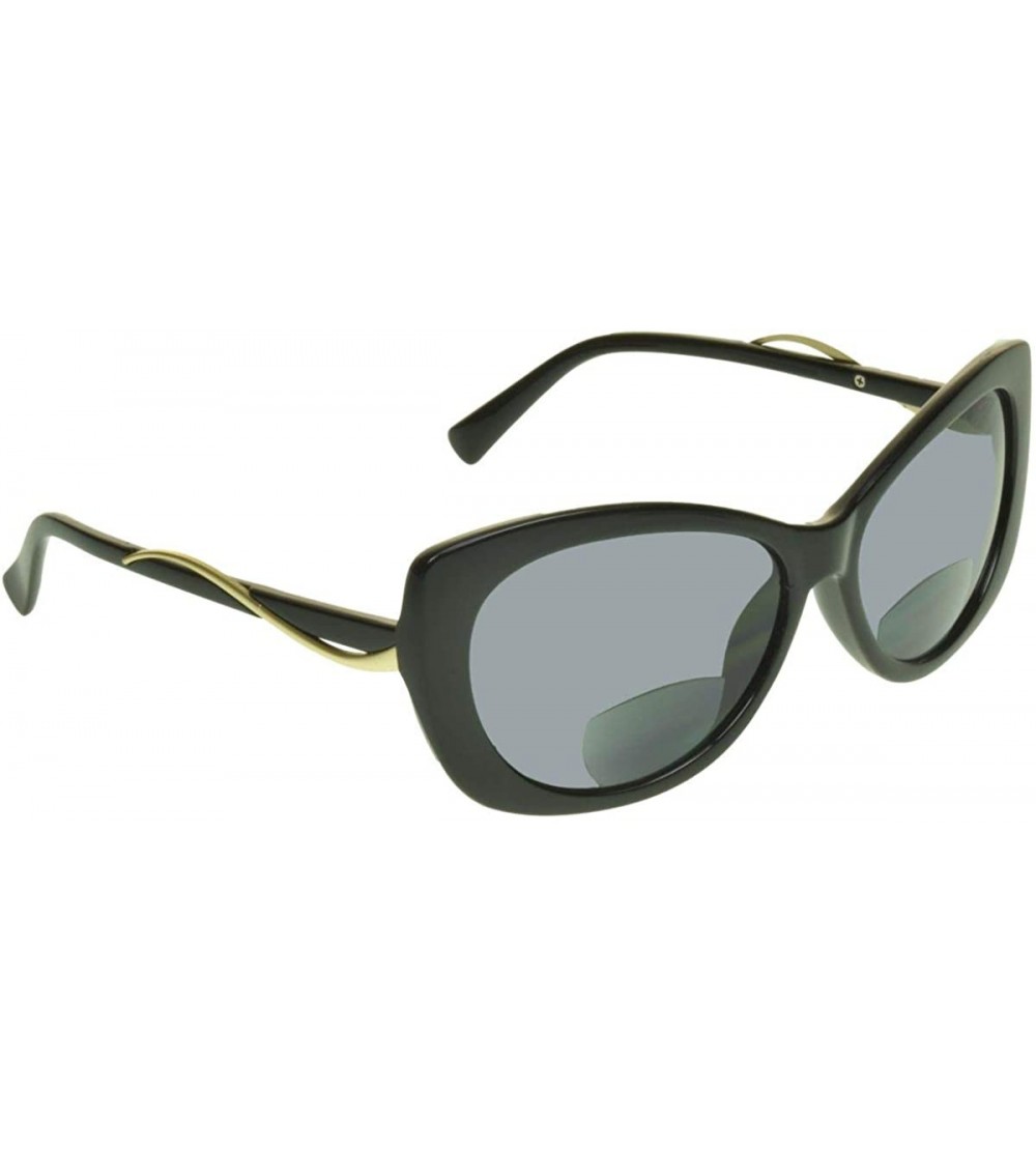 Cat Eye Womens BIFOCAL Sunglasses Sun Readers with Cat Eye Fashion Oversized Sexy Frame - Black - CU18D5QTR09 $39.41