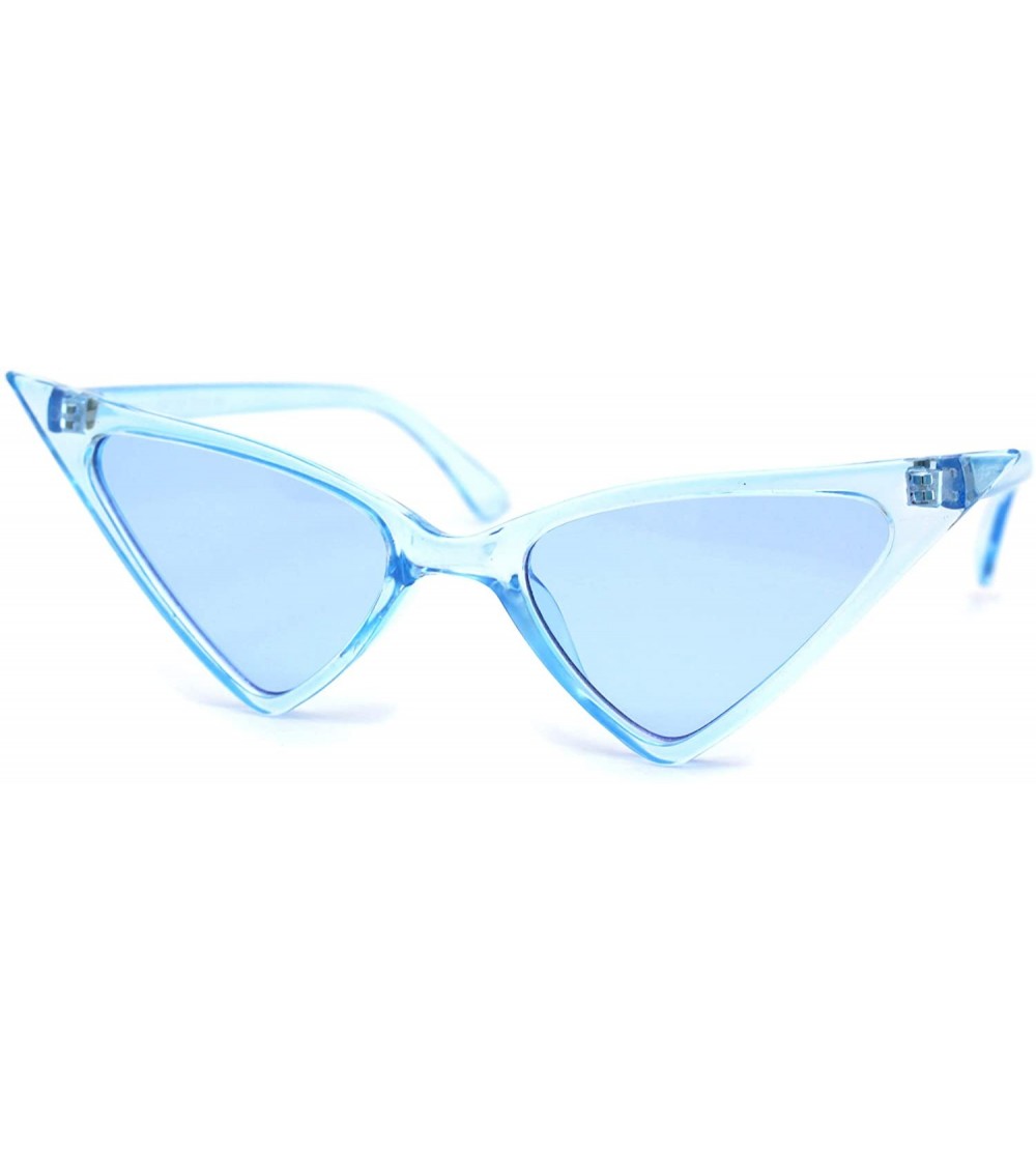 Cat Eye Womens Futuristic Triangular Thin Plastic 80s Cat Eye Sunglasses - Blue - CF195SEAXUD $19.53