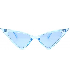 Cat Eye Womens Futuristic Triangular Thin Plastic 80s Cat Eye Sunglasses - Blue - CF195SEAXUD $19.53