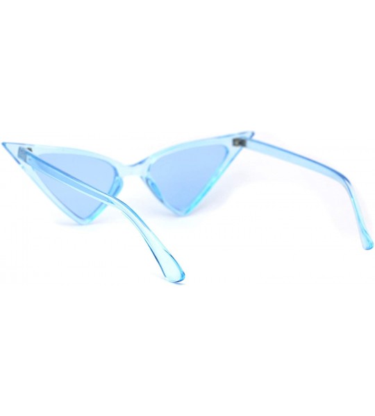 Cat Eye Womens Futuristic Triangular Thin Plastic 80s Cat Eye Sunglasses - Blue - CF195SEAXUD $19.53