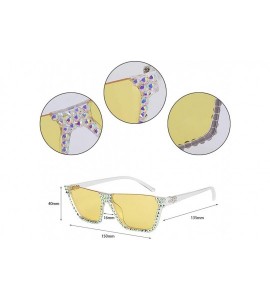 Goggle Sparkling Crystal Sunglasses UV Protection Rhinestone Sunglasses - Yellow231 - C318ZYM489C $27.96