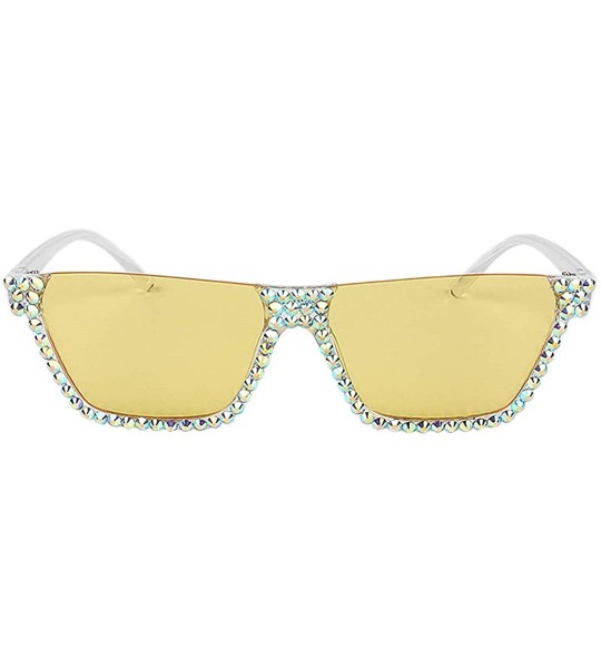 Goggle Sparkling Crystal Sunglasses UV Protection Rhinestone Sunglasses - Yellow231 - C318ZYM489C $27.96