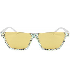 Goggle Sparkling Crystal Sunglasses UV Protection Rhinestone Sunglasses - Yellow231 - C318ZYM489C $27.96