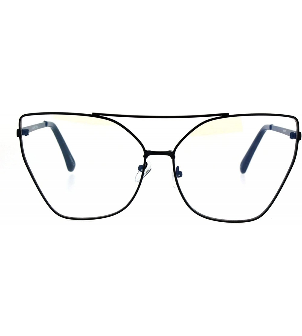 Square Womens Clear Lens Glasses Oversized Fashion Square Butterfly Metal Frame - Black - CY186I2ASKY $21.82
