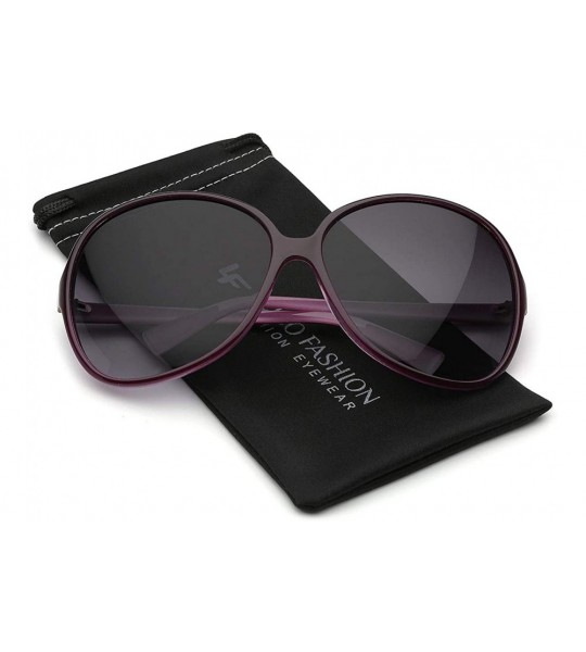 Oversized Oversized Round Frame Women's Butterfly Fashion Statement Sunglasses - Two Tone Purple - Gradient Smoke - C212NEP71...