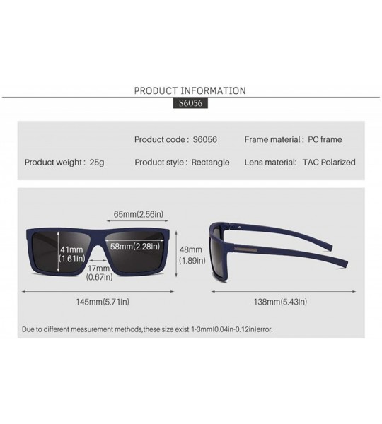 Oversized Men Sunglasses Polarized Flat Top 2019 Brand Designer Driving Sun Glasses Male Rectangle Style - Blue - CX1985IAS04...