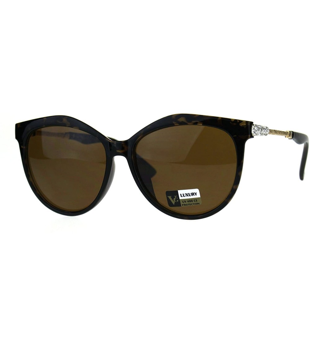 Butterfly Womens Rhinestone Iced Luxury Designer Horn Rim Cat Eye Sunglasses - Tortoise Brown - CV180CCG2ZI $23.25