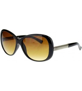 Oversized Womens Metal Chain Oversized Large Butterfly Designer Fashion Sunglasses - Black Brown - CW11NV5BT3P $18.54