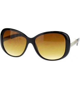 Oversized Womens Metal Chain Oversized Large Butterfly Designer Fashion Sunglasses - Black Brown - CW11NV5BT3P $18.54