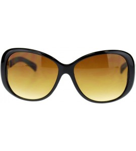 Oversized Womens Metal Chain Oversized Large Butterfly Designer Fashion Sunglasses - Black Brown - CW11NV5BT3P $18.54