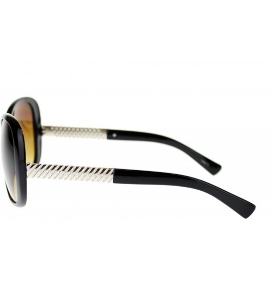 Oversized Womens Metal Chain Oversized Large Butterfly Designer Fashion Sunglasses - Black Brown - CW11NV5BT3P $18.54