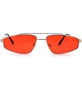 Rectangular Mens Retro Hippie Triangular Metal Rim Dad Shade Sunglasses - Gold Red - CA1987IDKU8 $23.30