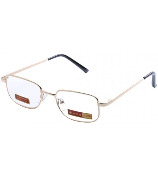 Rectangular Men Women Metal Full Rim Reading Glasses - Gold - CL12IDGYSSJ $19.75